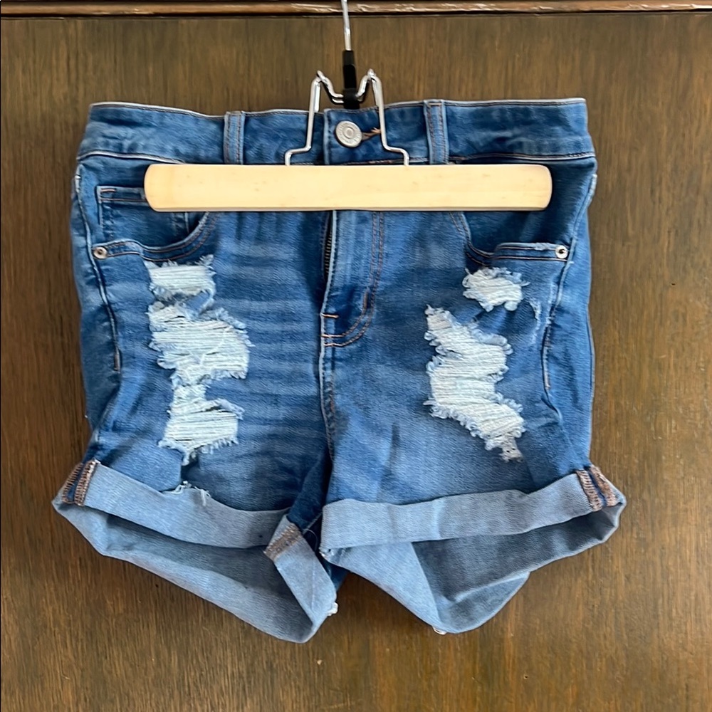 Aeropostale Blue Distressed Jean Shorts